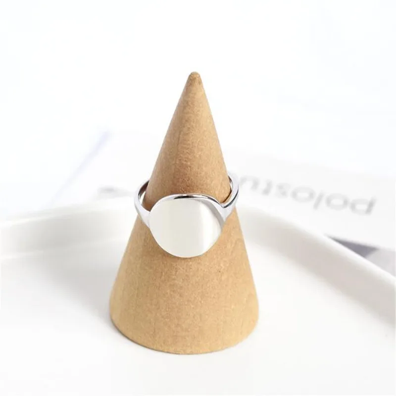 

POFUNUO Girls Minimalism 925 Sterling Silver Jewelry Smooth Surface Big Round Glaze Chic Rings Women Fashion Simple Gentle Rings
