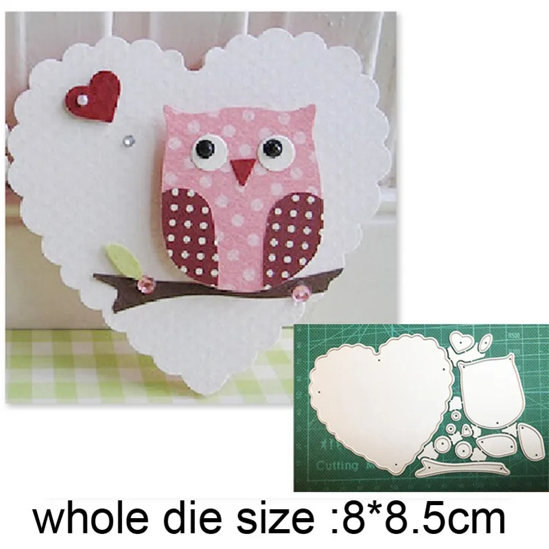 

Craft dies heart owl on tree metal cutting dies cut die mold decoration Scrapbooking dies knife mould blade punch stencils dies