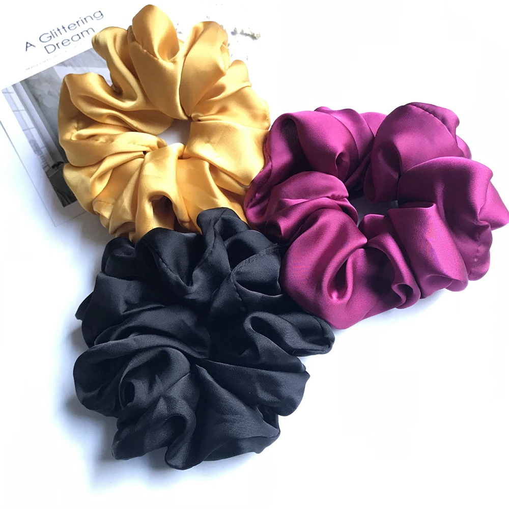 

Smooth Satin Scrunchie Big Rubber Hair Ties Oversized Scrunchies Elastic Hair Bands Colorful Ponytail Holder Hair Accessories