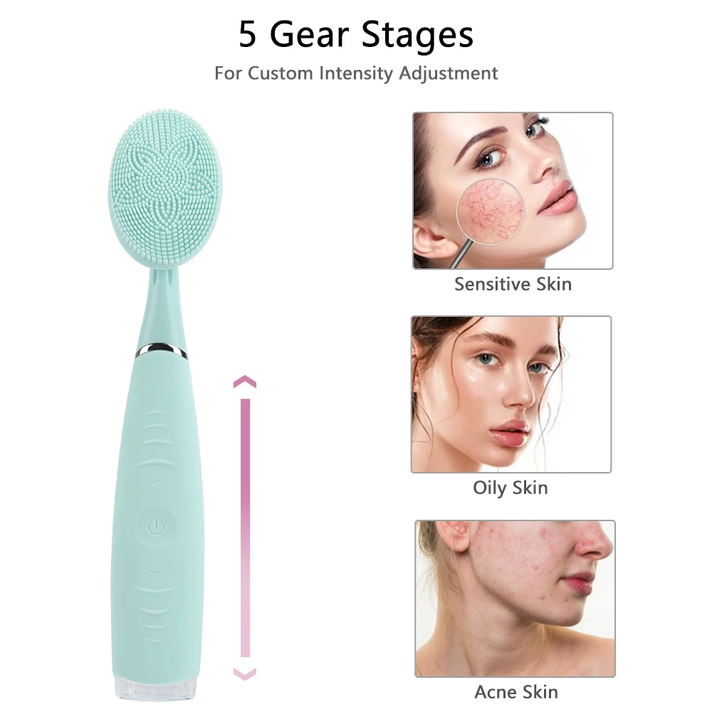 

Electric Facial Cleansing Brush Waterproof Silicone Handheld Facial Mini Pore Cleaner Washing Portable
