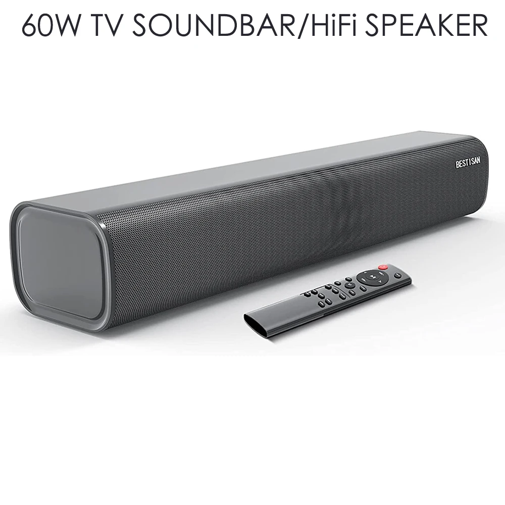 60W Soundbar HiFi Speaker 2.0 Home Theater Sound System Bluetooth Speaker Subwoofer Sound bar Support USB Optical Coax For TV PC