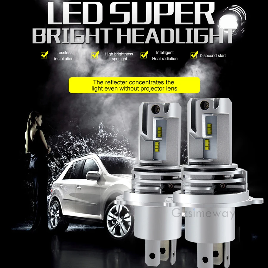Светодиодный мини светильник для автомобиля 2 шт. H4 H7 H1 H8 H9 H11 9005 HB3 9006 hb4