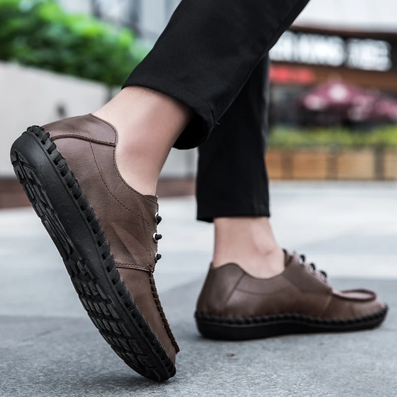 

Spring Autumn Men's Casual shoes High Quality New Handmade Non-slip Flat shoes Fashion Moccasins Genuine Leather Men Loafers