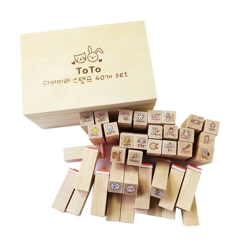 4 компл./Лот деревянные штампы с милыми животными дневник узор резиновые