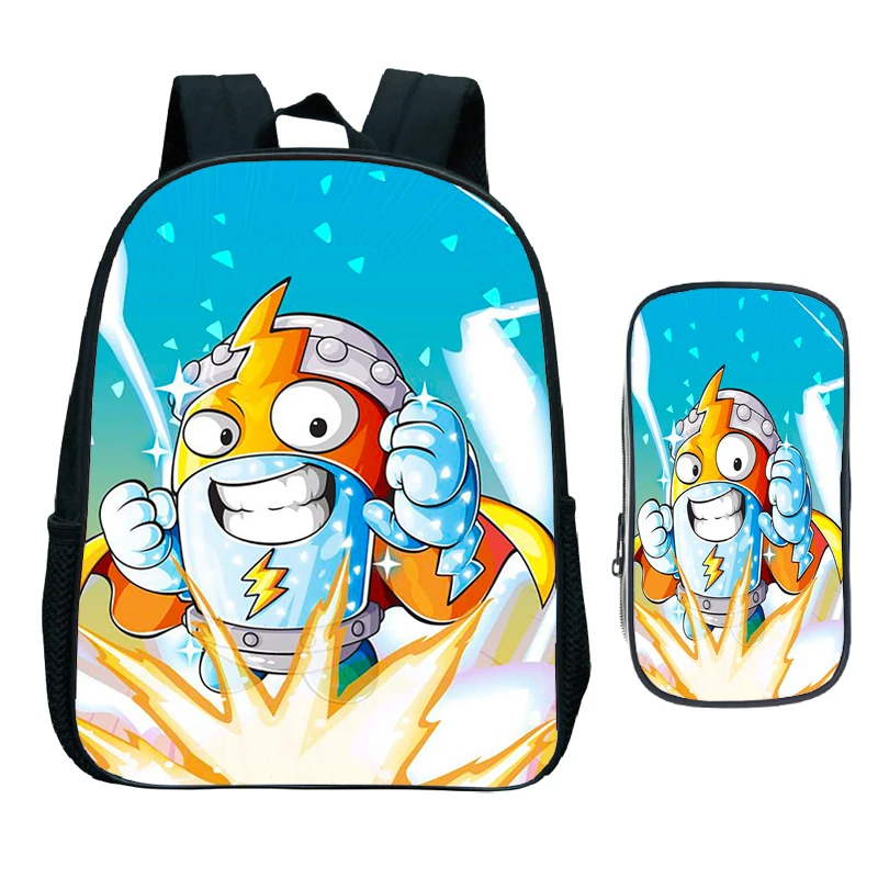 

Kids Game Super Zings Kindergarten Backpack Child Superzings Primary School Bag Toddler Bookbag 2pcs Set Gift(Rucksack Pen Bag)