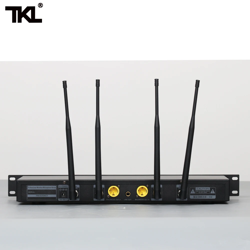 저렴한 TKL GL-2020 전문 무대 2 채널 UHF 무선 마이크 동적 핸드 헬드 마이크 헤드셋 마이크 시스템
