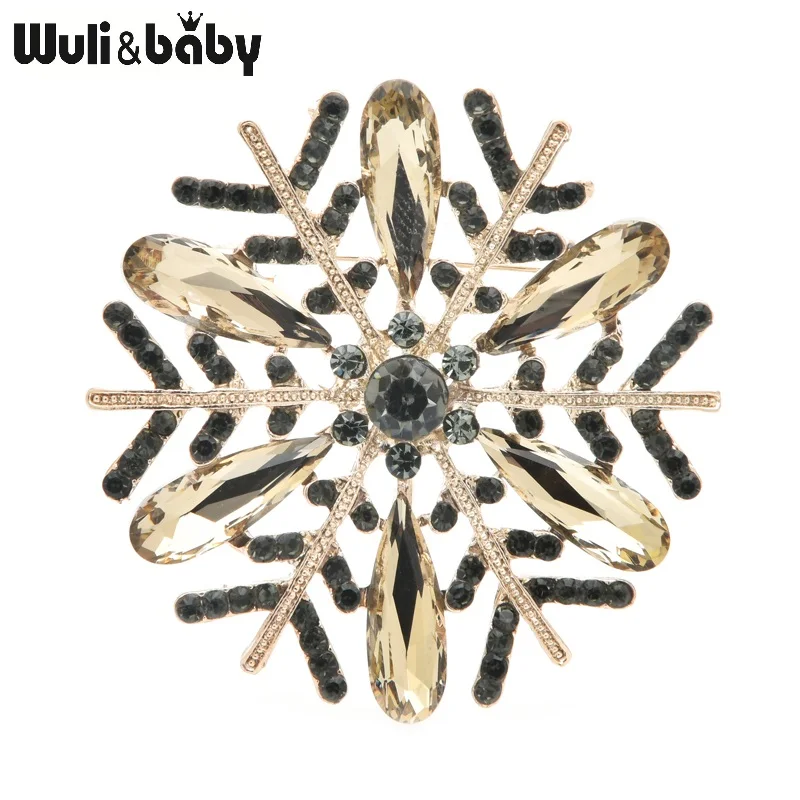 Женская Брошь в виде снежинки Wuli & baby металлическая брошь форме цветка украшенная