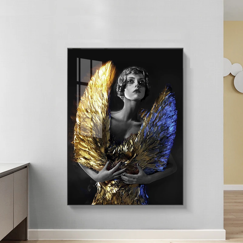 

Golden Wings Girl Canvas Painting Corridor Art Background Wall Decoration Poster Hanging Painting Atmosphere Simple No Frame