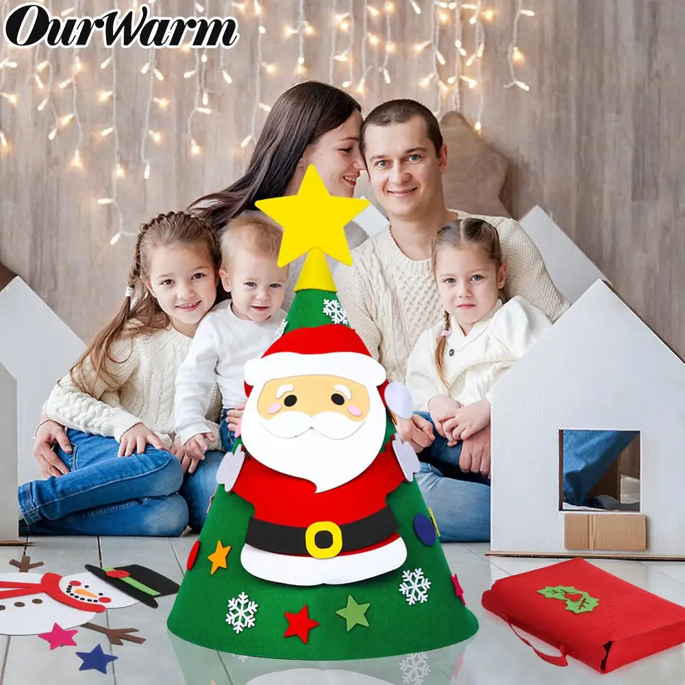 OurWarm 3D DIY войлочная Рождественская елка для малышей рождественские подарки Детские игрушки Снеговик Санта Клаус Висячие украшения Рождественское украшение