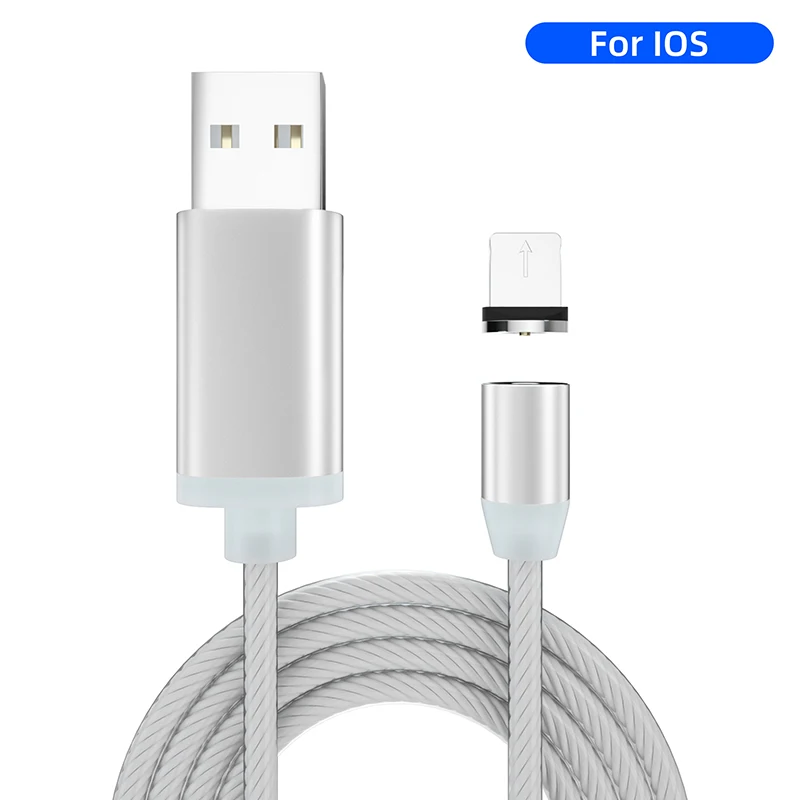 Магнитный светодиодный кабель, светящееся зарядное устройство Micro usb type C для быстрой зарядки iPhone, samsung, USB-C, type-C, кабели для мобильных телефонов - Цвет: For iPhone