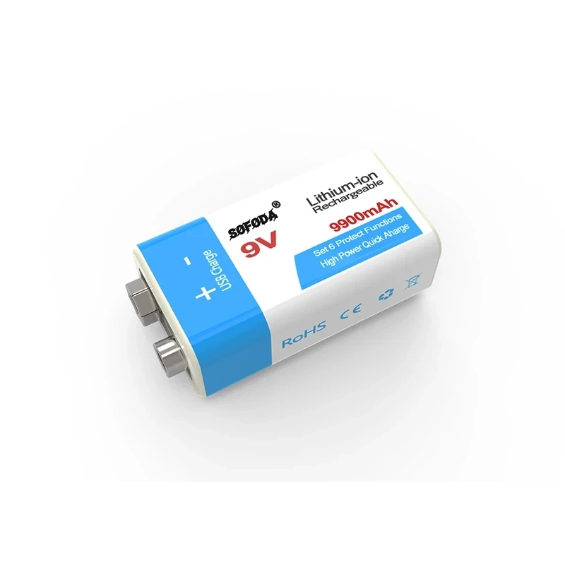 Литий-ионная аккумуляторная батарея 2021 9 В 9900 мАч батареи Micro USB литиевая для