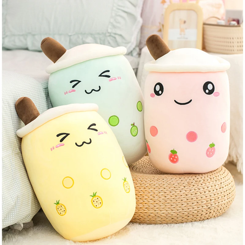 

Kawaii Fruit Bubble Tea Cup Plush Toy Pretty Color Soft Stuffed Milk Tea Hug Pillow Gift for Girl Home Decor