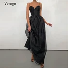Женское вечернее платье с бретелями-спагетти, Verngo, черное, длинное, 2021, из органзы, до пола, деловое, платья выпускного вечера атласные