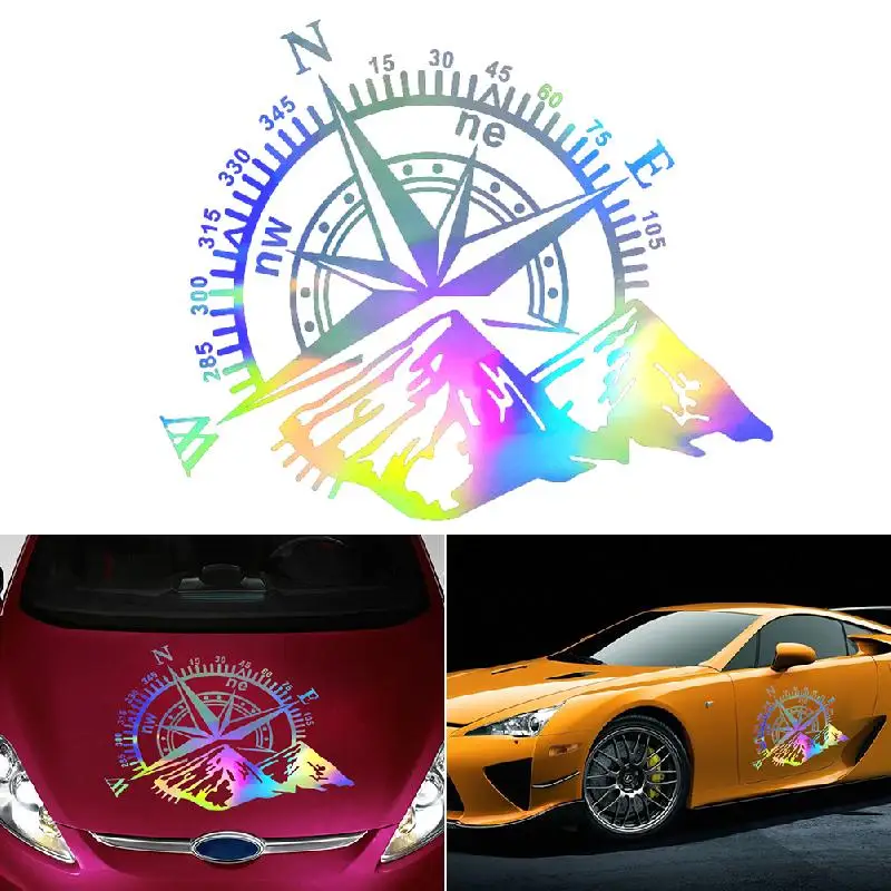 

Colorful Mountains Compass Navigation Vehicle Sticker Compass Door Sticker Mountains hood Body Sticker
