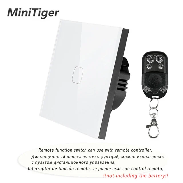 Minitiger wifi умный сенсорный выключатель приложение беспроводной дистанционный светильник настенный выключатель Хрустальная стеклянная панель работает с Alexa/Google Home - Цвет: Remote White 1 gang