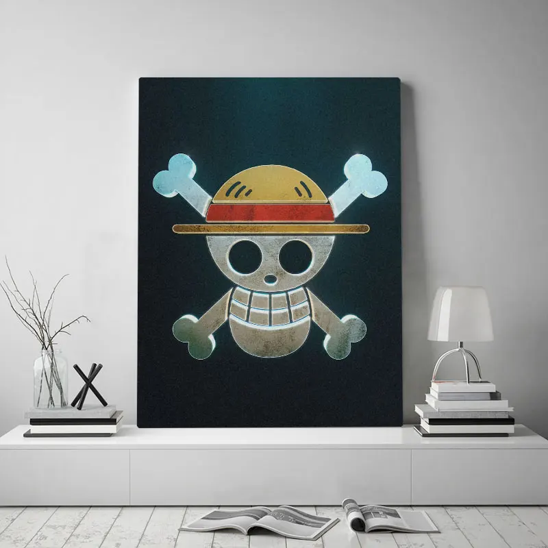 

Home Decor Wall Art Luffy Emblem Logo Poster HD Prints Japan Anime Canvas Painting Living Room Background Modular Pictures Frame