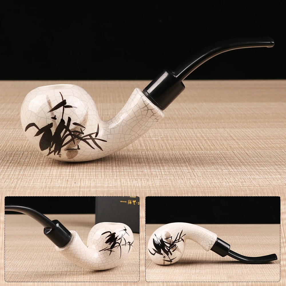 ⑨ Курительные керамические трубки сине-белая фарфоровая курительная трубка 9 мм