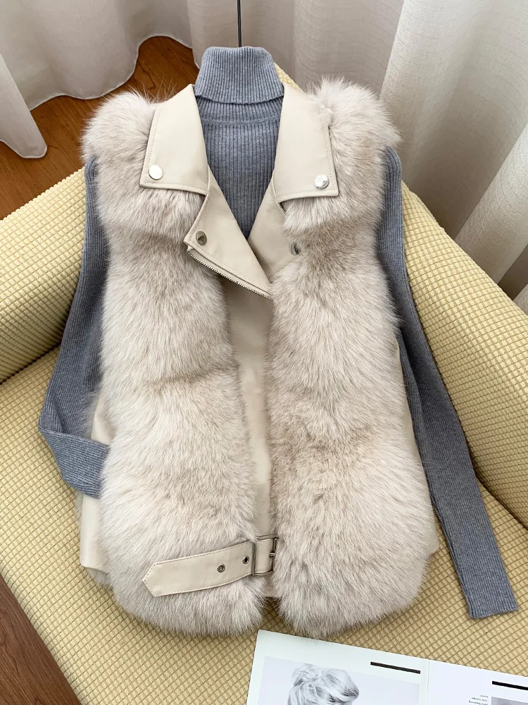 2020 New Real Fox  Fur Vest For Women Fashion Fur Coat good quality New locomotive whole skin fox fur