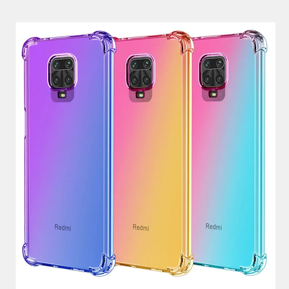 Redmi Note 9s 9 Pro чехол Люкс градиентными цветами прозрачный противоударный защитный
