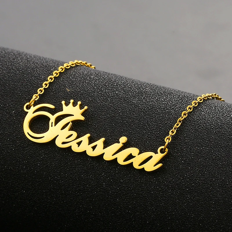 Ожерелье с именем короны для женщин персонализированная цепь табличкой из