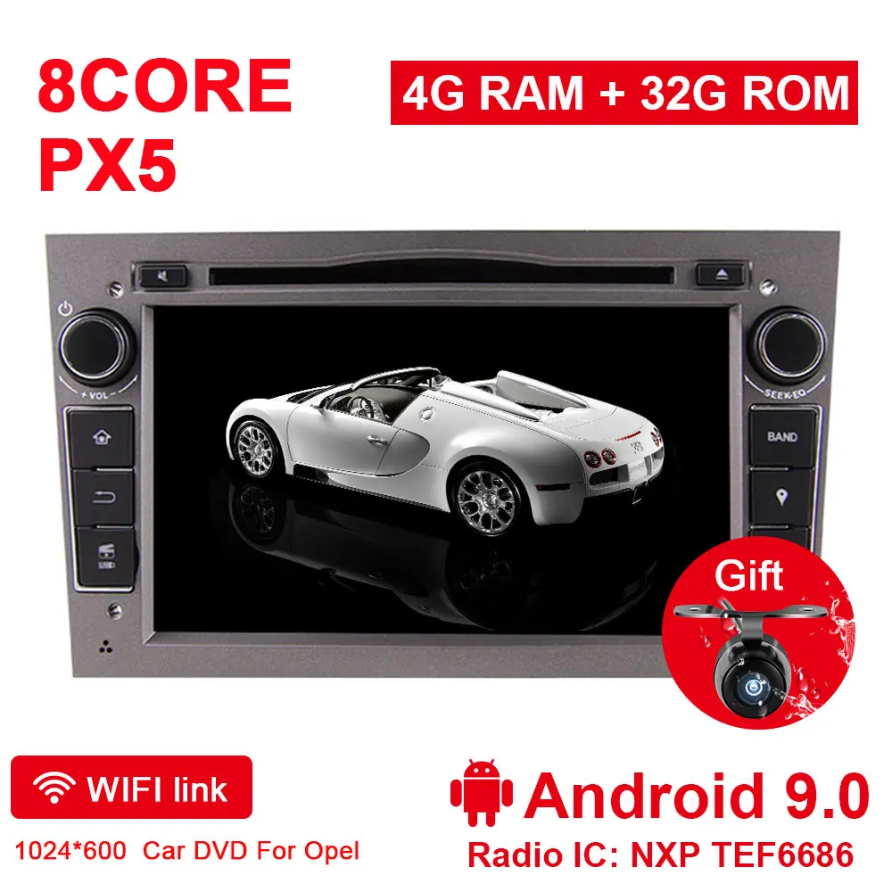 Eunavi HD 1024*600 Восьмиядерный 2 Din Android 9,0 автомобильный dvd-плеер для Opel Corsa Vectra CD Meriva Vivaro Tigra Signum радио gps Navi - Цвет: Gray 8 CORE