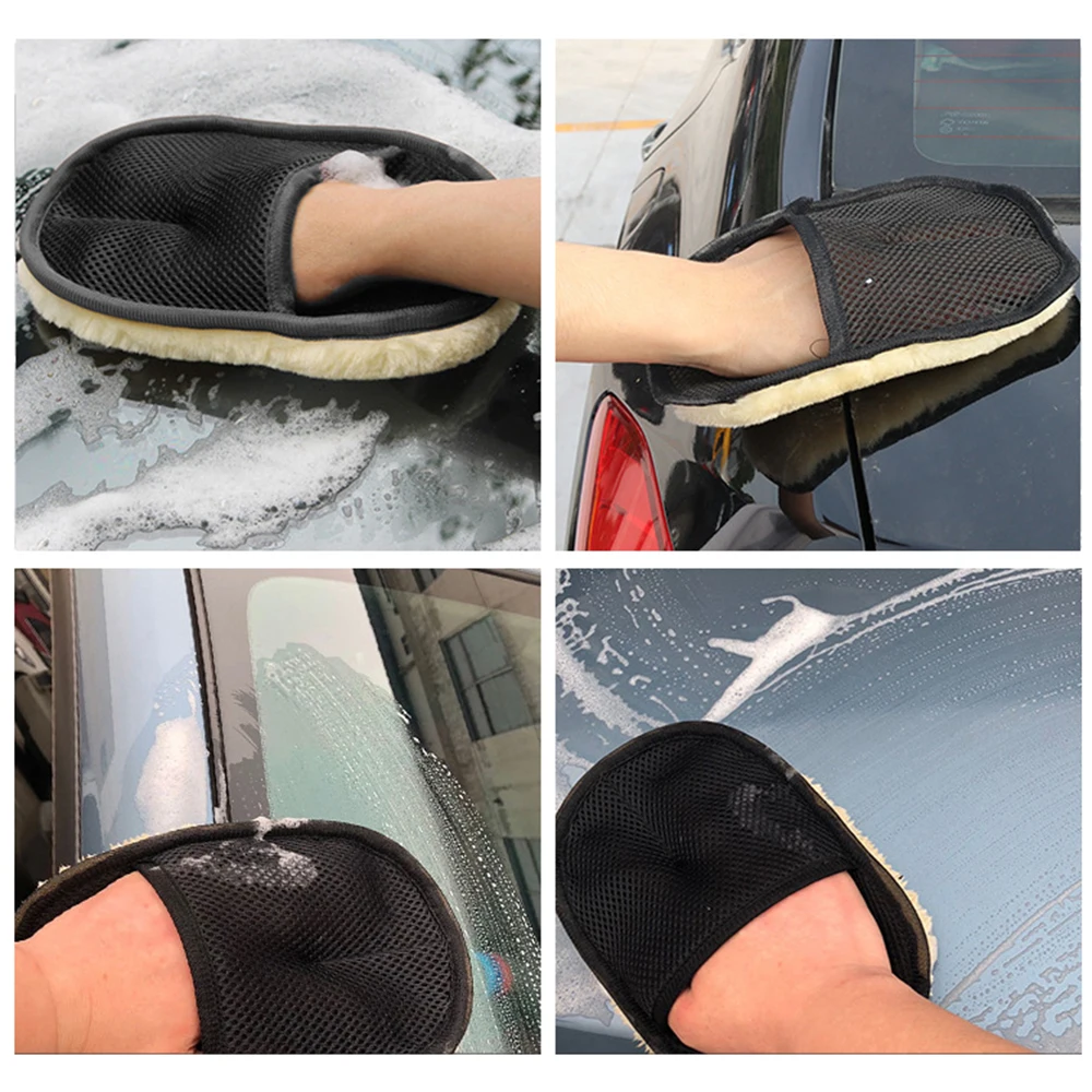 

JUNGLEFLASH 23*18cm Dust Household Gloves Coral Fleece Velvet Cleaning Sponge Cloth Cleaner Washer Waterproof Car Wash Gloves