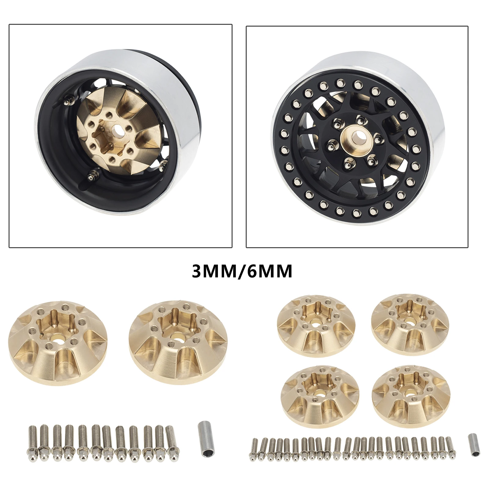 

Brass 1.9inch 2.2inch 6 Hole RC Wheel Rim Weight Block RC Car Modified Parts