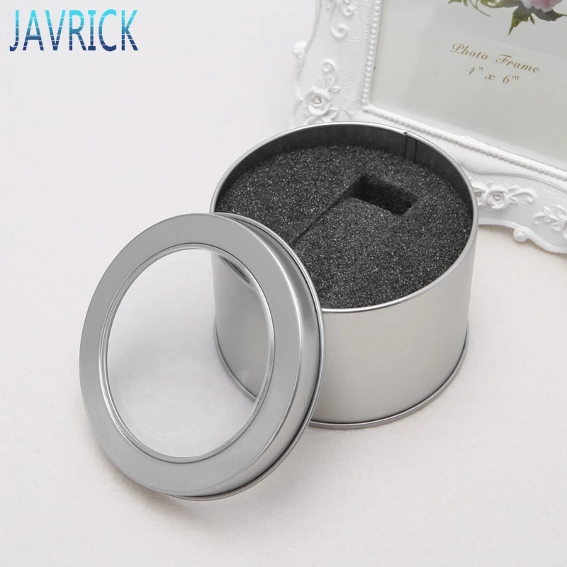 Круглые металлические ювелирные изделия Наручные Часы Дисплей Коробка Для Хранения Чехол Органайзер с подушкой JUL31