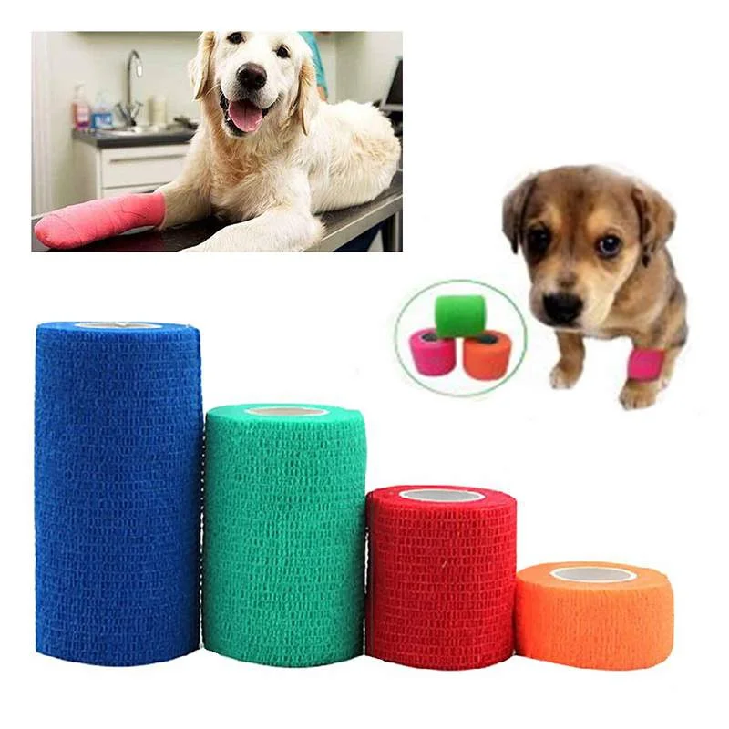 Pet dog Cat Self-adhesive Elastic Bandage Non-Woven Fabrics Pets Breathable Tearing Bandages for Dogs Cats | Дом и сад