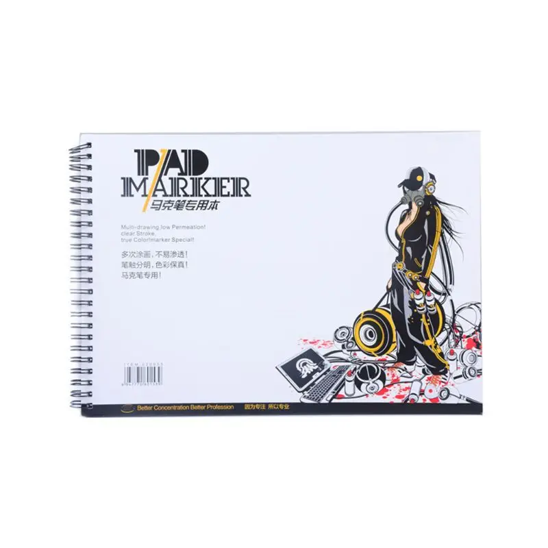 

34 Sheet A3/A4/A5 Professional Marker Paper Spiral Sketch Notepad Book Painting