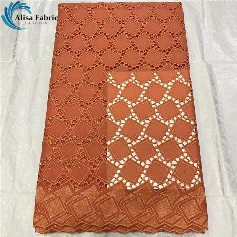 

Высококачественная африканская кружевная ткань Alisa 2021, вышивка, швейцарский французский тюль, чистый хлопок, 5 ярдов, свадебное платье, гипю...