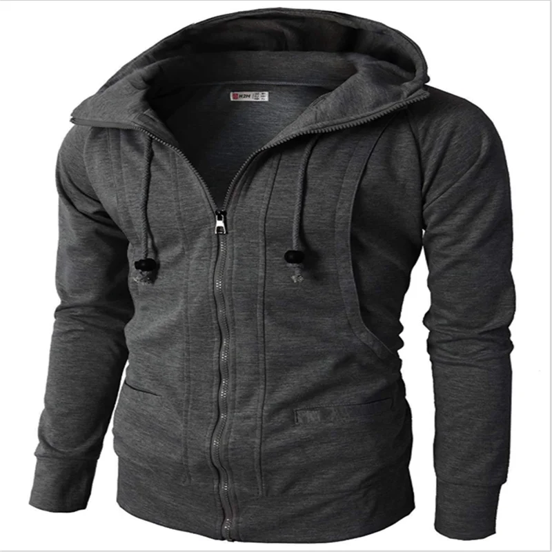 

2021 Spring Autumn New Zipper Hoodie Men's Solid Color Casual Personality Fashion Street Slim Sports Jacket