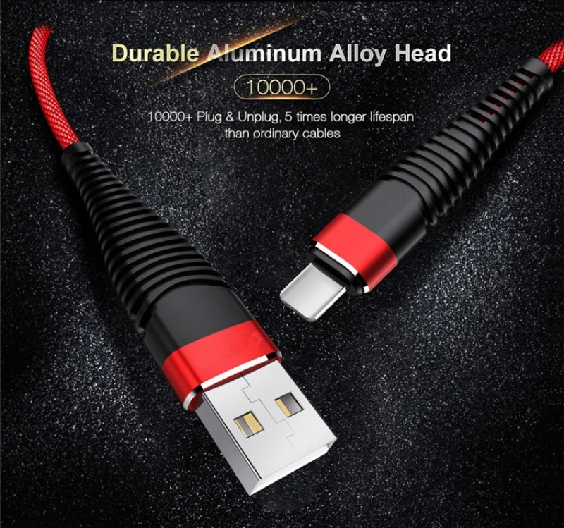 USB кабель для быстрой зарядки нейлоновая оплетка 2.4A Huawei Xiaomi Мобильный телефон