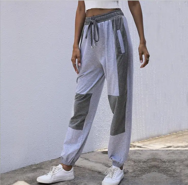 

Spring Autumn Women's Loose Elastic Contrast Fashion Sweatpants Tapered Striped comfortable Casual Sports Pants Trousers Female