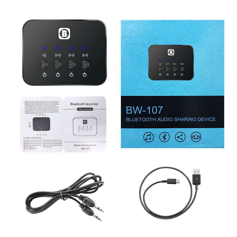 3 в 1 BW 107 портативный Bluetooth сплиттер аудио Быстрый передатчик многоточечный