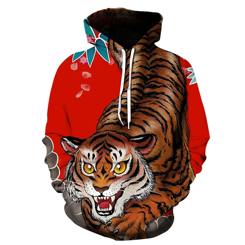 

3D printing exquisitely printed animal elements unisex fashion and comfortable street hoodie oversized pullover sports hoodie