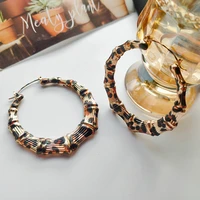 new leopard print temperament metal simple big earrings personality versatile trend womens street ear studs
