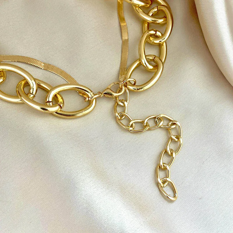 

Punk Fashion Big Chain Necklace For Women Hip Hop Multilayer Chains Choker Vintage Lady Girl Jewelry Gifts Party Accessories