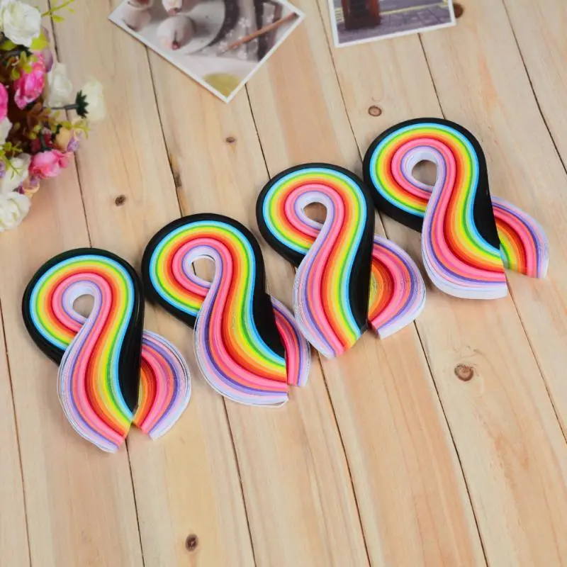 Handmade Paper Decoration 260 Rainbow Quilling Strips Set 3mm 39cm Flower Gift For Craft DIY Tools | Дом и сад