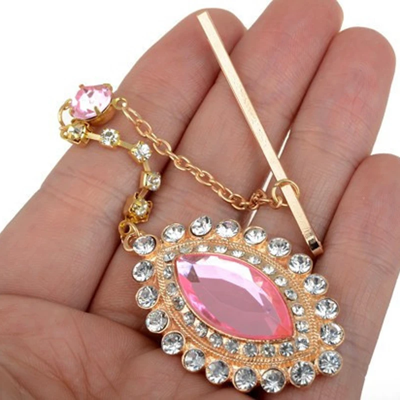 

India Forehead Jewelry Headpieces Hair Rhinestone Crystal Dropping Clips Bridal Hairpin for Women Wedding