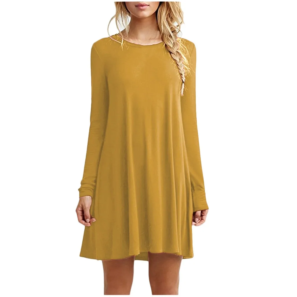 Для женщин однотонные Цвет с круглым вырезом короткий рукав бантом платье