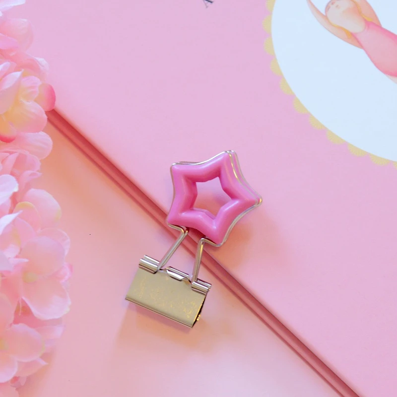 SIXONE 1 шт. Ins розовый цвет Любовь пятиконечная звезда Железный Зажим Файл данные