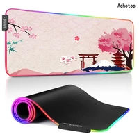 rgb 80x30cm xl lockedge large gaming mouse pad computer gamer keyboard mouse mat cherry flower desk mousepad for pc desk pad led