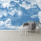 Пользовательские фотообои 3D голубое небо и белые обои с изображением облаков, гостиная, спальня, фон, настенная живопись