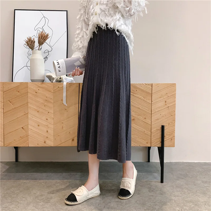 Женское 19FW ТРАПЕЦИЕВИДНОЕ повседневное длинное трикотажное платье-свитер