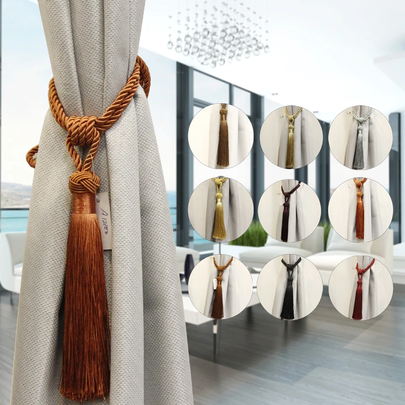 

1Piece Weave Tassel Curtain Tieback Rope DIY Simple Hanging Ball Tassel Tie Backs Holdbacks Curtain Bandage Home Decorative