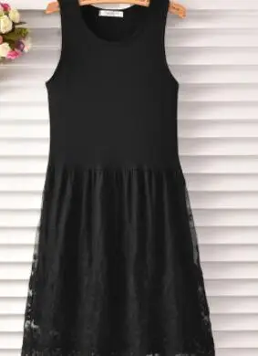black tank Корейское женское летнее кружевное вязаное платье большого размера, тонкое платье с высокой талией, Vestido, милое платье-пуловер без рукавов в стиле Mori Girl, Robe Tunique - Цвет: black tank