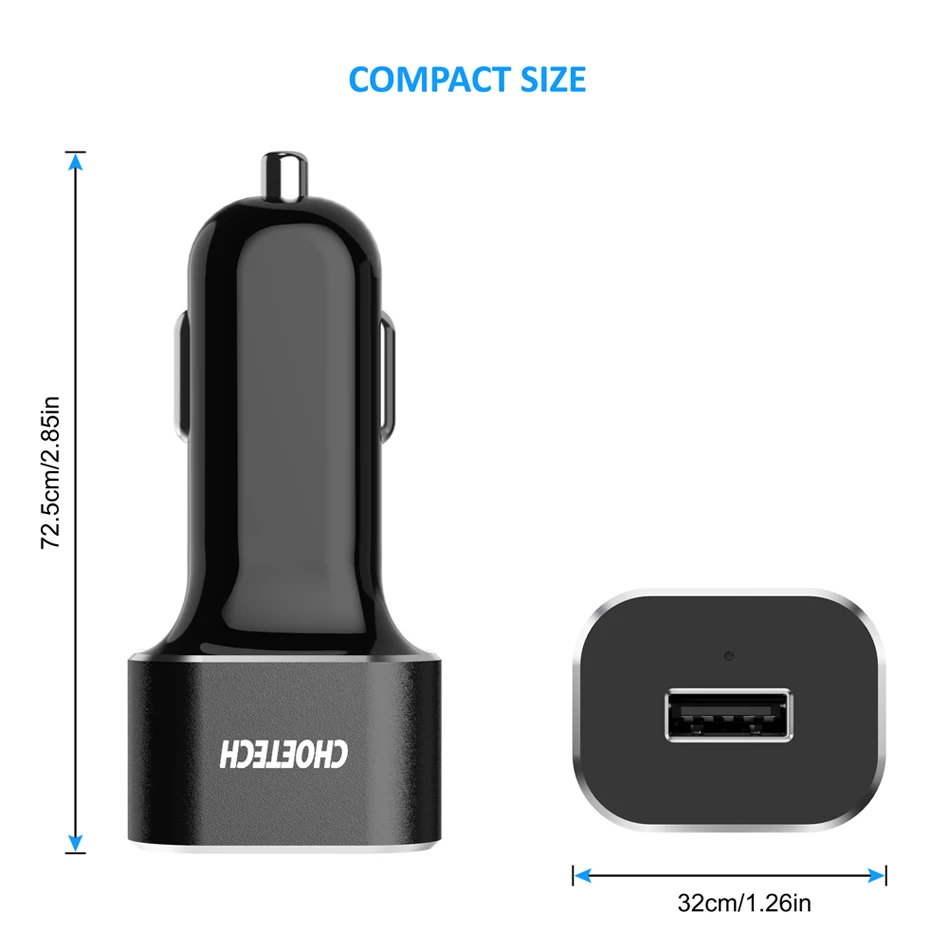 CHOETECH быстрое автомобильное зарядное устройство с разъемом usb type-C кабель 36 Вт