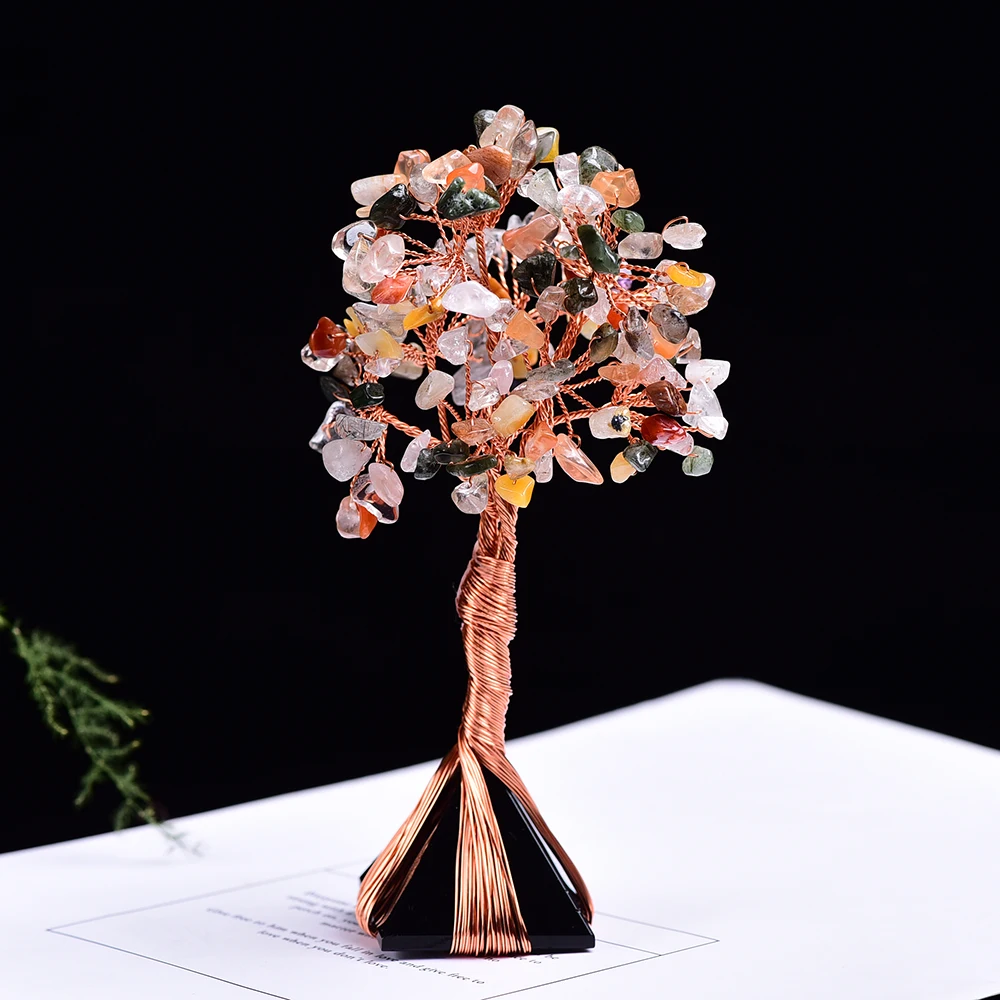 1 шт. обсидиановое искусственное Хрустальное дерево ручной работы медная