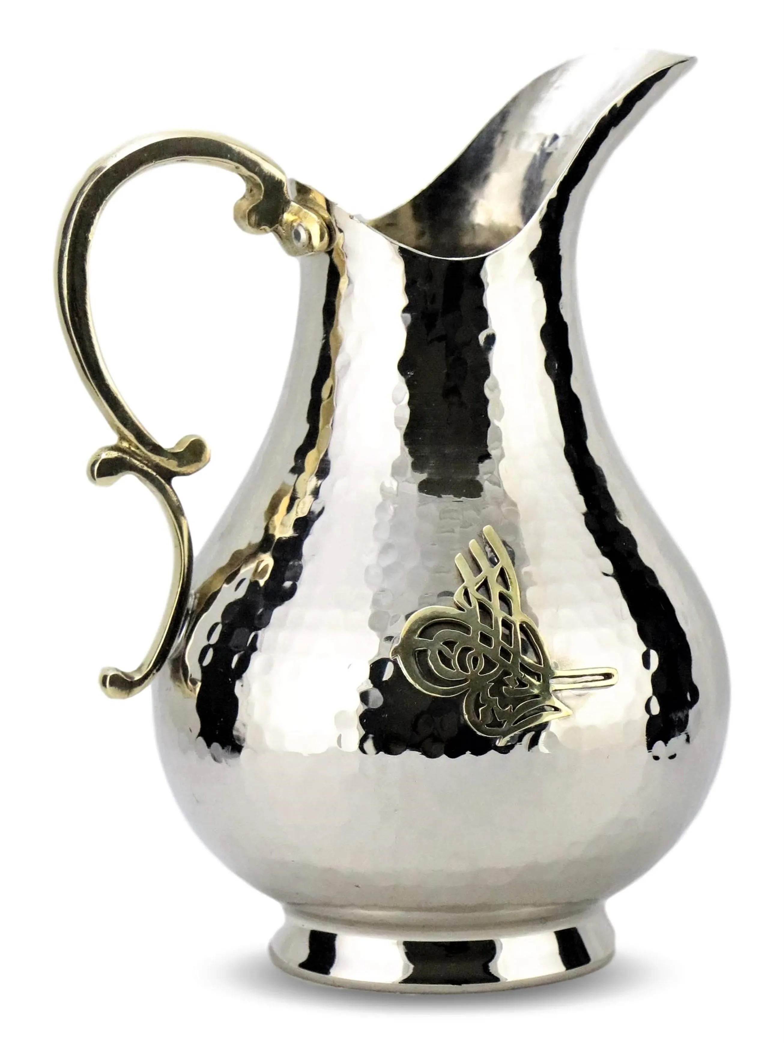 

Morya Copper Water Pitcher with Lid Beverage Carafe Elegant Handmade Decanter Jug Juice Vintage Style Buttermilk Drinkware White 2L